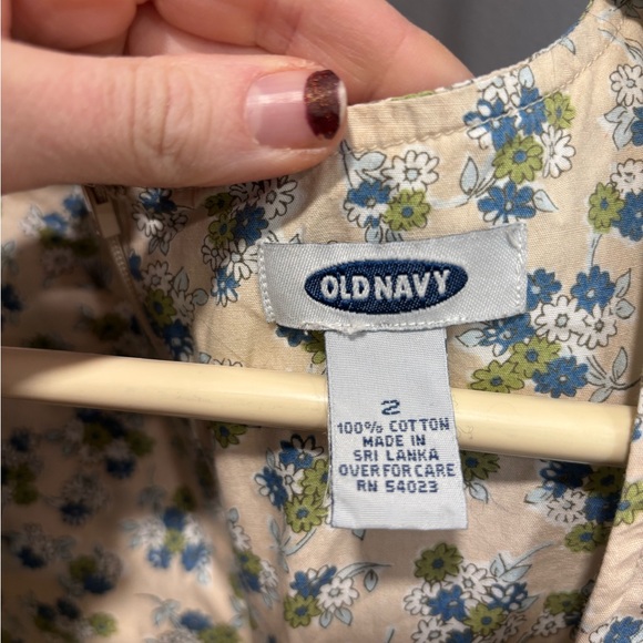 Old Navy Floral Cotton Dress - Blue and Green on Cream - Picture 2 of 4